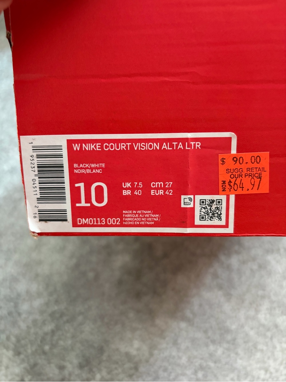 Nike Court Vision Alta LTR Black & White Women's Sneakers - Picture 2 of 8